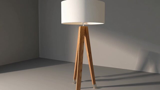 floor-standing illumination device with three wooden legs, including path for editing. Computer-generated ry
