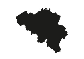 Fototapeta premium Silhouette of the country of Belgium in black against a white background.