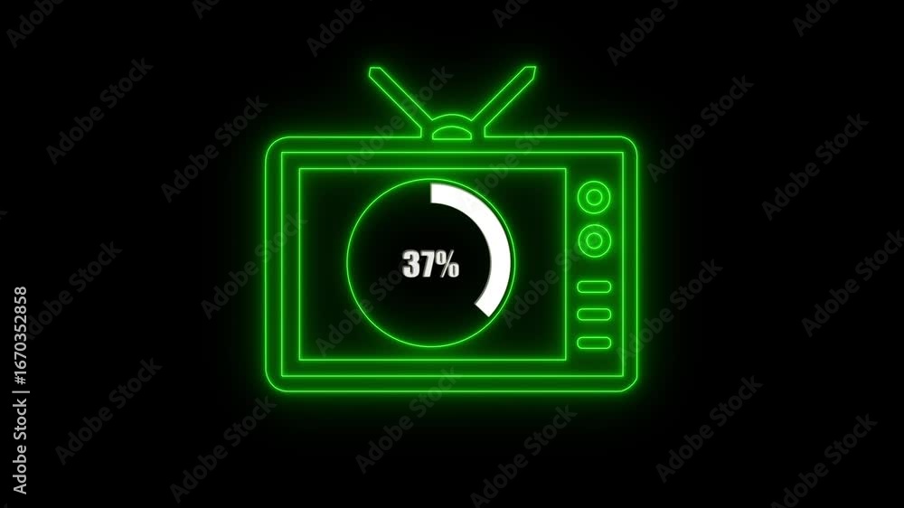 Poster numerical counting from 0 to 37. circular progress bar with bright neon light , countdown animation 