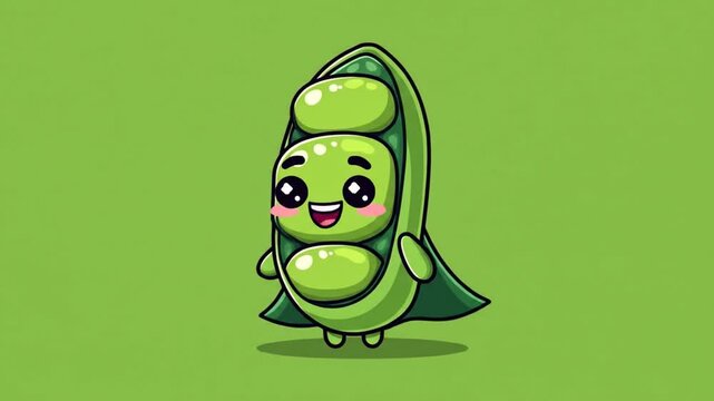Cute cartoon pea pod character
