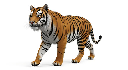 Obraz premium Tiger walking on white background