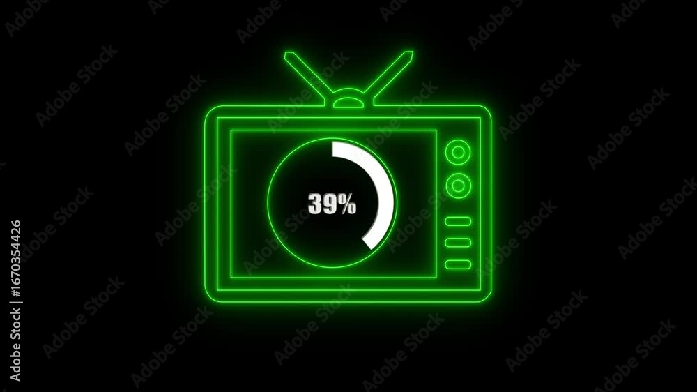 Poster numerical counting from 0 to 39. circular progress bar with bright neon light , countdown animation 