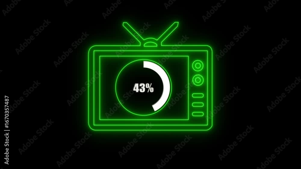 Poster numerical counting from 0 to 43. circular progress bar with bright neon light , countdown animation 