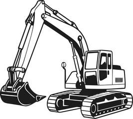 Fototapeta premium simple large construction vehicle silhouette simplified side view vector set on transparent background 