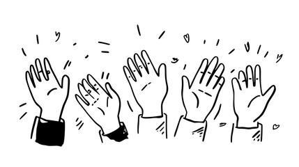 Diverse Hands Raised in Applause and Celebration Demanding Recognition and Joyful Support