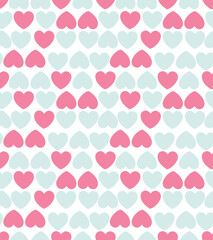 Seamless heart pattern design in pink and pastel blue for romantic t shirt print, valentine gift, love background, cute fabric and digital paper