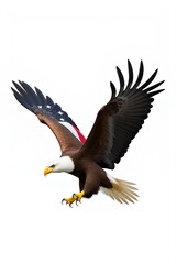 Obraz premium ** Majestic Bald Eagle in Flight with American Flag Wing Design