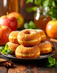 Stack of sugared apple cider donuts