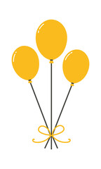 Three balloons and a ribbon. Silhouettes.