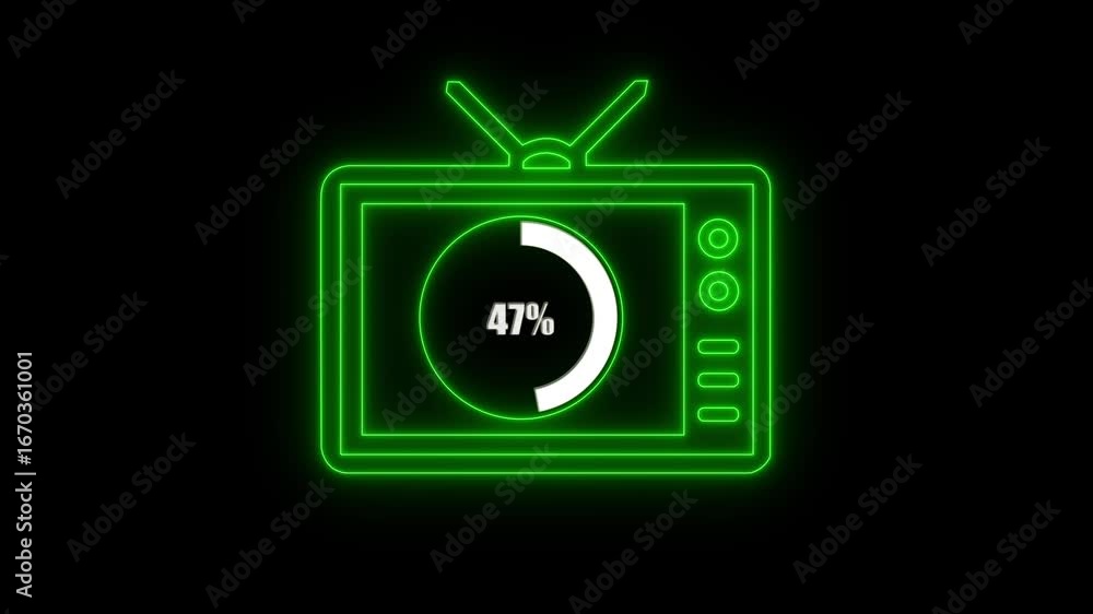 Poster numerical counting from 0 to 47. circular progress bar with bright neon light , countdown animation 