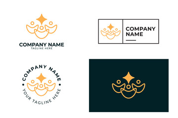 Abstract people logo design icon template. Set of abstract people, community, family and child care logo