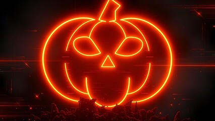 Glowing orange neon jack o lantern halloween decoration