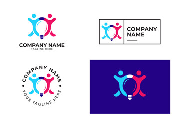 Abstract people logo design icon template. Set of abstract people, community, family and child care logo
