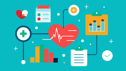 flat vector medical ai background with health data