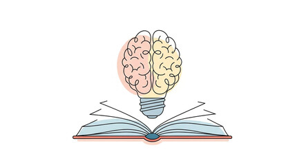 Open book morphing into a glowing light bulb vector