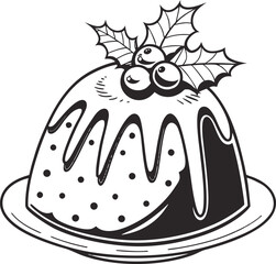 Chocolate birthday cake with strawberries, cherries, and cream illustration