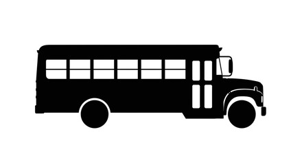 Black silhouette icon of a classic school bus in side view.
