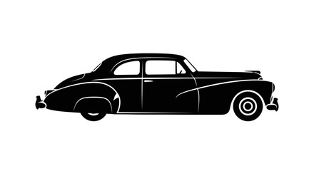 Black silhouette icon of a classic vintage car in side view.