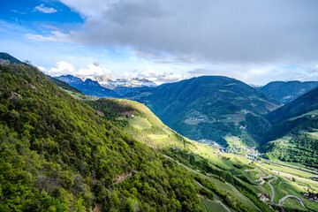 rolling hills in Santa Maddalena, Rencio district in Bolzano. South Tyrol region, Italy, Europe.