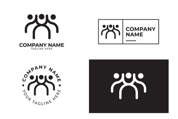 Abstract people logo design icon template. Set of abstract people, community, family and child care logo