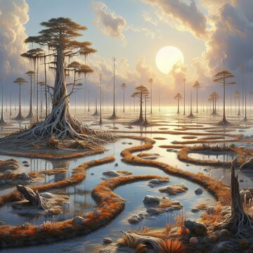 Salt Marshes with halophytic plants