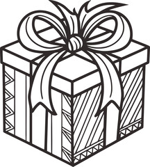 White Christmas gift box vector illustration with a red ribbon bow