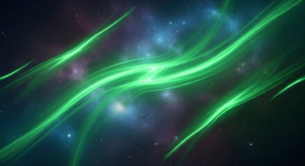 AI-Generated Abstract Green Energy Waves in Space