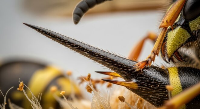 Detailed Wasp Close-up Black and Yellow Insect