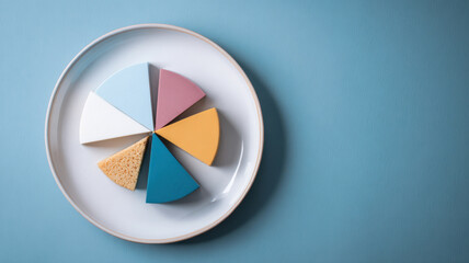 Obraz premium Plate divided into pie chart slices, business distribution