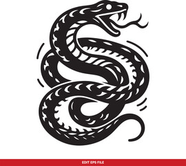 Obraz premium Aggressive Coiled Snake Vector Illustration