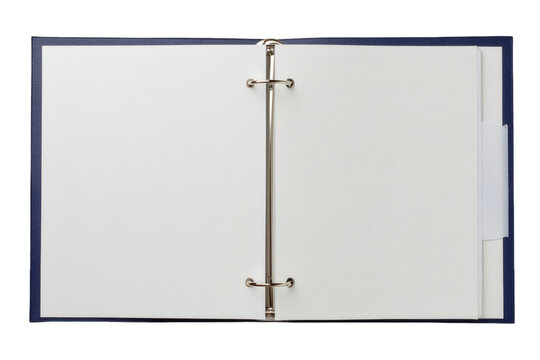 Open ring binder with blank white paper for presentations and portfolio displays