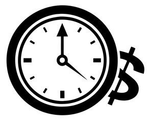 Clock with Dollar Symbol Vector