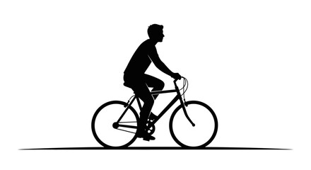 Fototapeta premium Black silhouette icon of a person riding a bicycle.