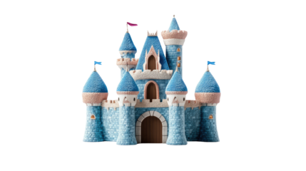 Medieval Stone Castle Model Isolated on White Background