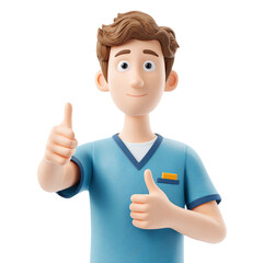 Male nurse giving thumbs up isolated on transparent background