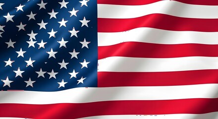 Closeup of the american flag waving, showcasing the iconic stars and stripes pattern in vibrant red, white, and blue colors