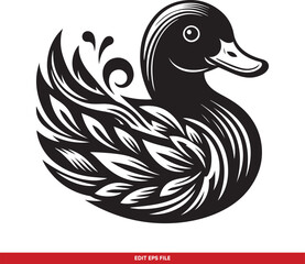 Stylized Black and White Duck Illustration