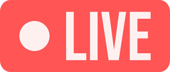 Live Streaming Banner Button. Red Rectangular Broadcast Label for Social Media Interface.