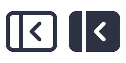 Hide sidebar, Collapse sidebar or Toggle sidebar simple icons set designed in filled, outline, line and stroke style