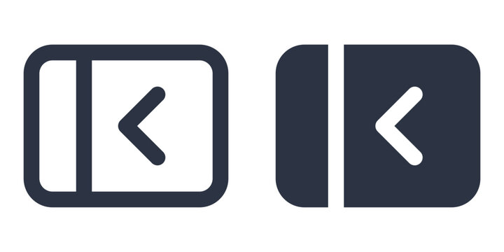 Hide sidebar, Collapse sidebar or Toggle sidebar simple icons set designed in filled, outline, line and stroke style