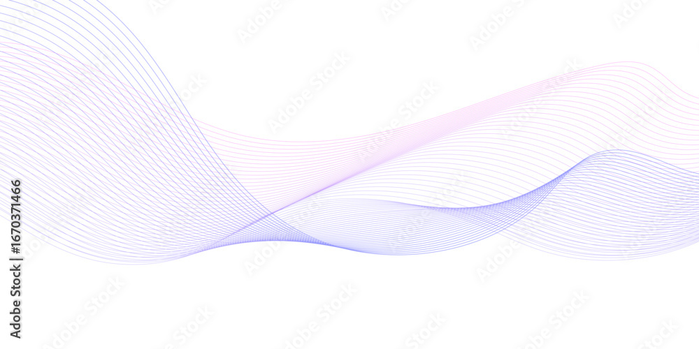 Aufkleber abstract technology lines on white background. undulate soft blue and pink wave swirl, frequency sou