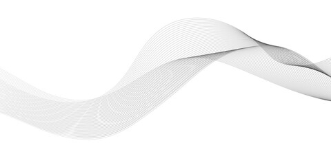 Black and white vector waves on white background. Editable stroke.