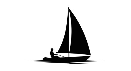 Black Silhouette Icon A yacht anchored offshore with a small dinghy tied behind