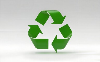 Green recycling symbol on a white background recycle.