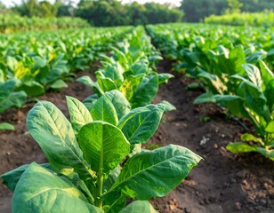 Naklejka premium Tobacco plants in a field