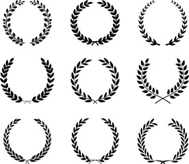 Black and White Laurel wreath vector art collection