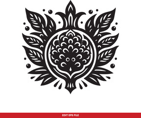 Stylized Pomegranate Fruit Ornamental Design