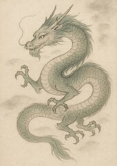 Obraz premium Majestic mythical dragon illustration