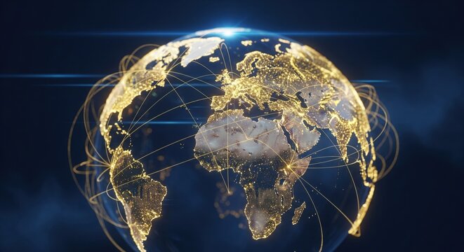 Worldwide network connection, digital art illustration