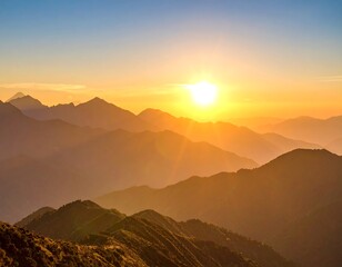 Golden sunset over mountain ranges (1)
